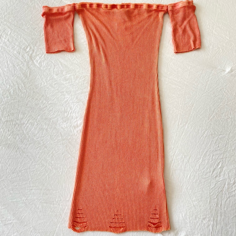 Peach body con dress